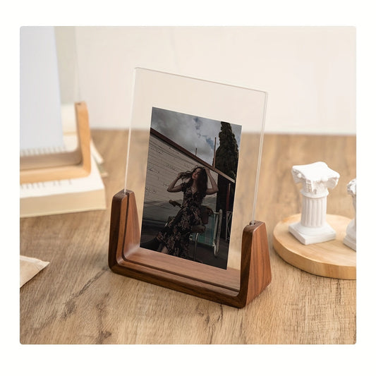 Cadre Photo U en Acrylique et Bois Minimaliste 6 Pouces