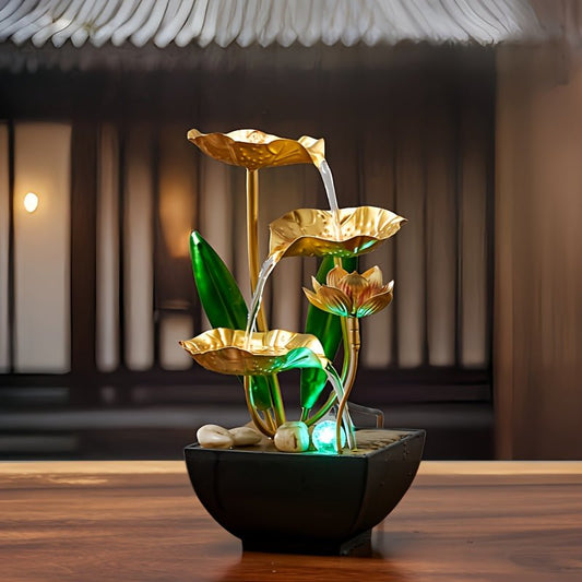 Fontaine d'intérieur Serene Lotus - Atmosphère Relaxante et Éclairage LED