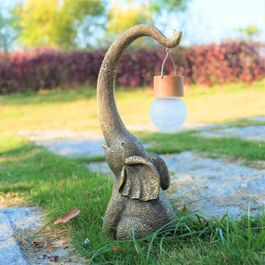 Lampada Solare da Esterno a Forma di Elefante in Rame - Illuminazione Ecologica