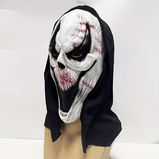 Masque Halloween Crâne Terrifiant avec Capuche en Caoutchouc Durable