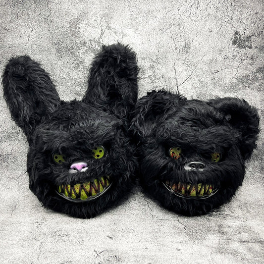 Masque Halloween En Peluche Noir - Monstre Terrifiant Unisexe