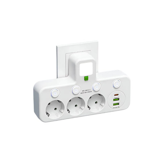 Multipresa USB con interruttore LED - 3 prese e Type-C