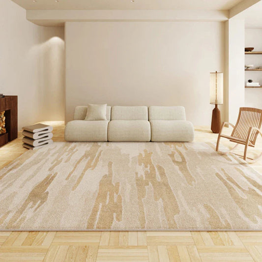 Tapis Salon Marbré Beige Antidérapant - Élégance Japonaise