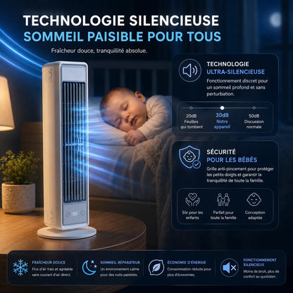 AeroFlow™ - Climatiseur Mobile Silencieux Tour Sans Pales