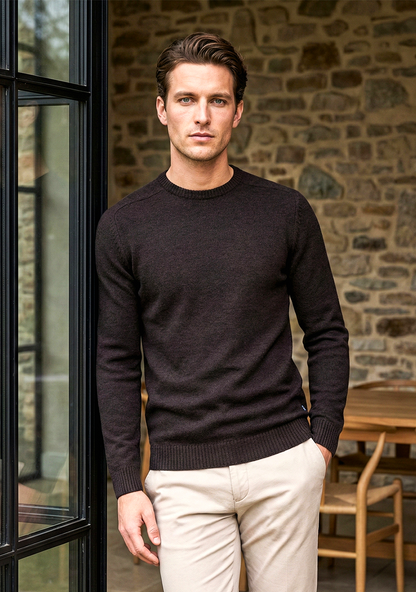 Pull en maille premium pour homme – Marron foncé
