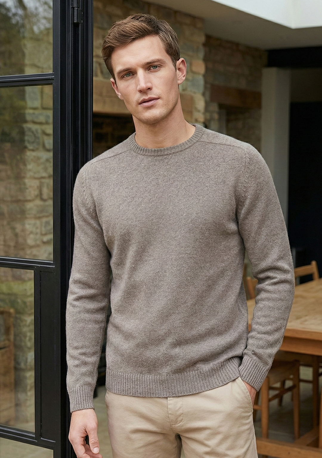 Pull en maille premium pour homme - Gris cendré