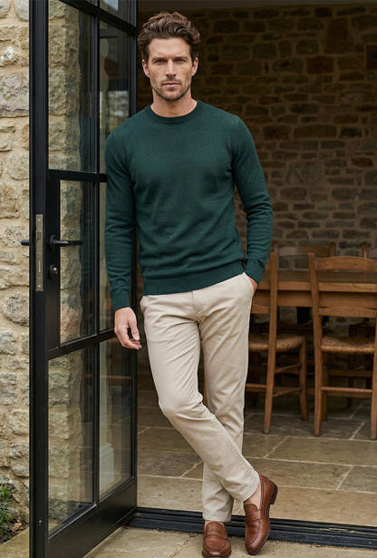 Pull en maille premium pour homme - Vert forêt