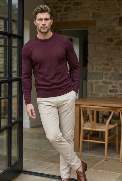 Pull en maille premium pour homme – Bordeaux