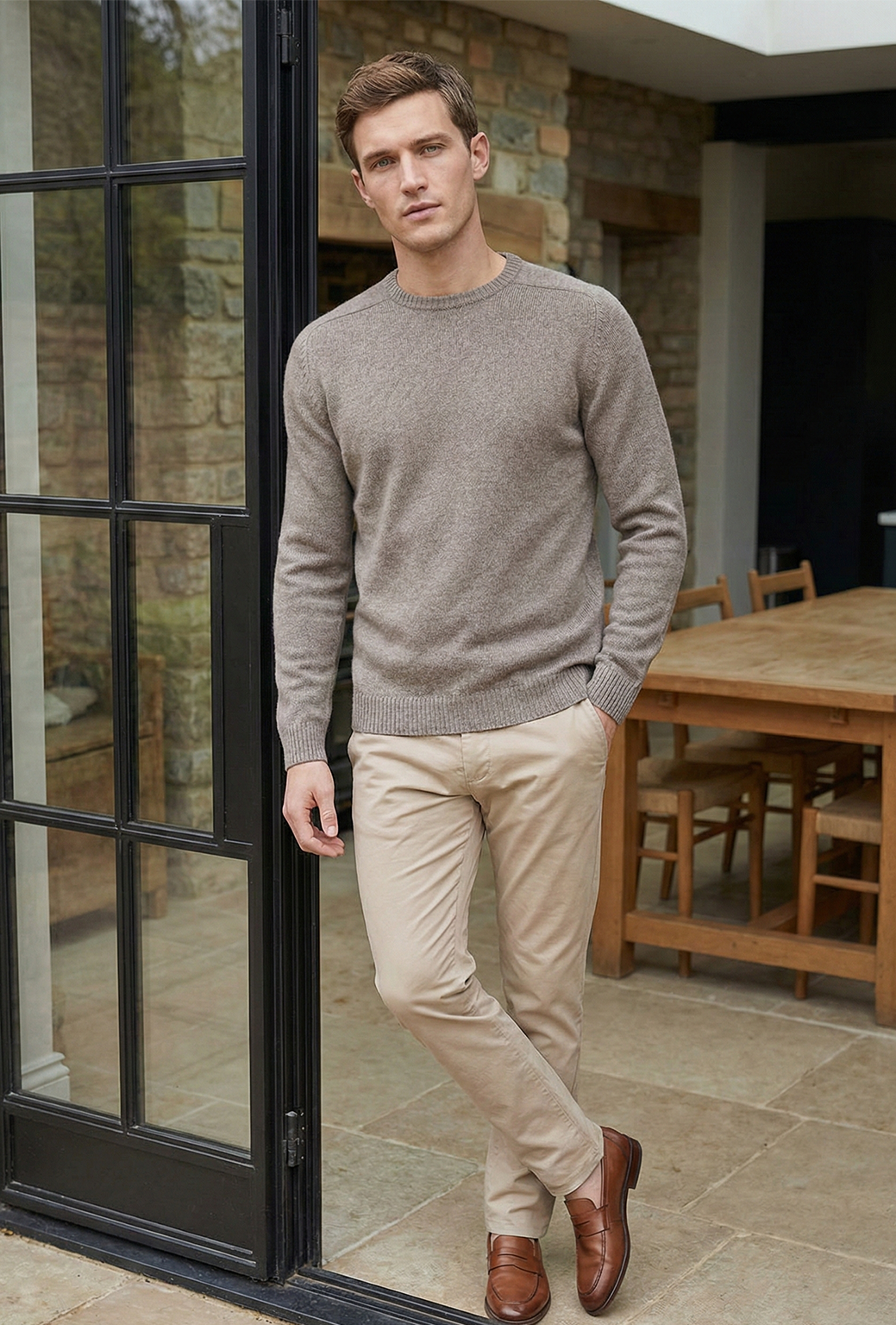 Pull en maille premium pour homme - Gris cendré