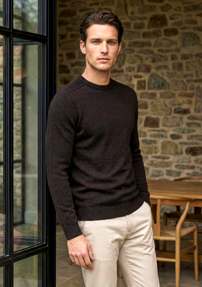 Pull en maille premium pour homme – Marron foncé