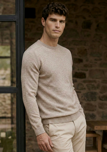Pull en maille premium pour homme – Beige