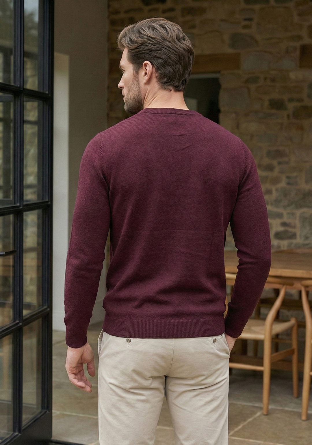 Pull en maille premium pour homme – Bordeaux