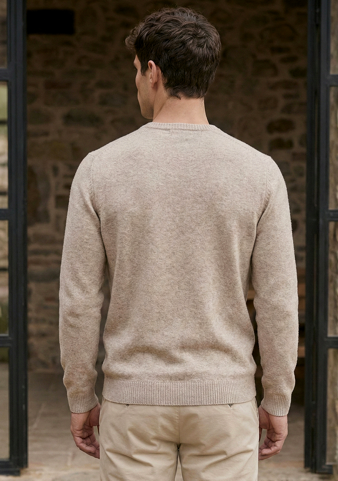 Pull en maille premium pour homme – Beige