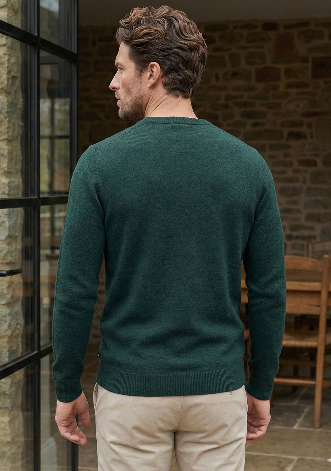 Pull en maille premium pour homme - Vert forêt