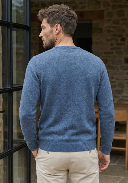 Pull en maille premium pour homme - Bleu acier