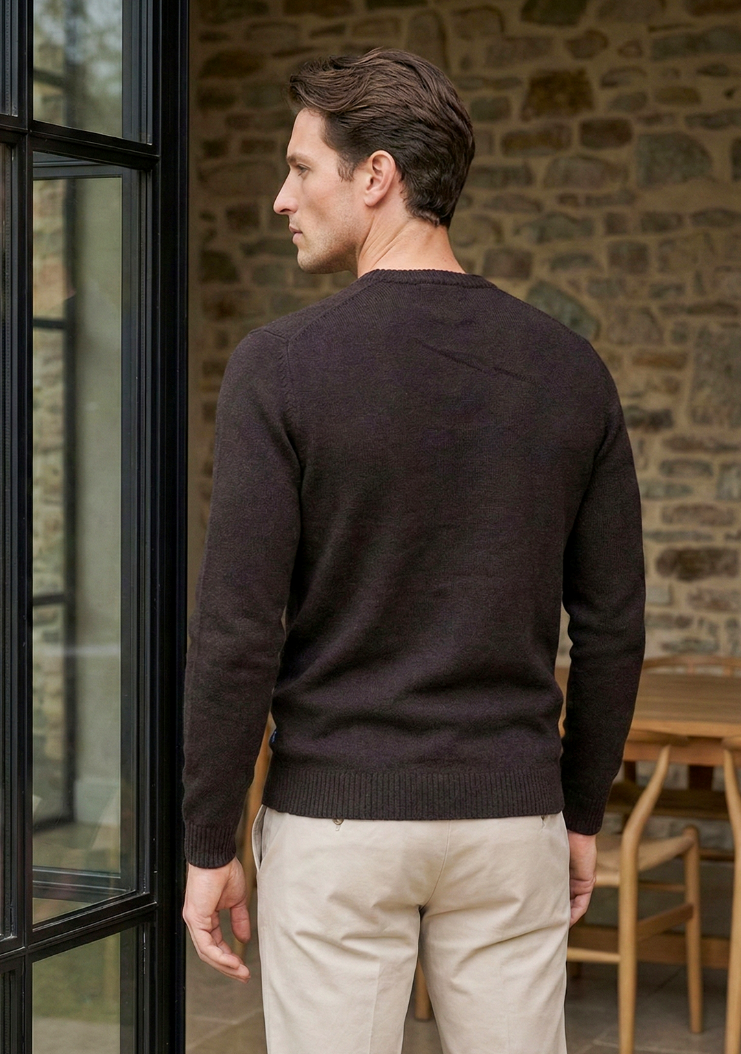 Pull en maille premium pour homme – Marron foncé