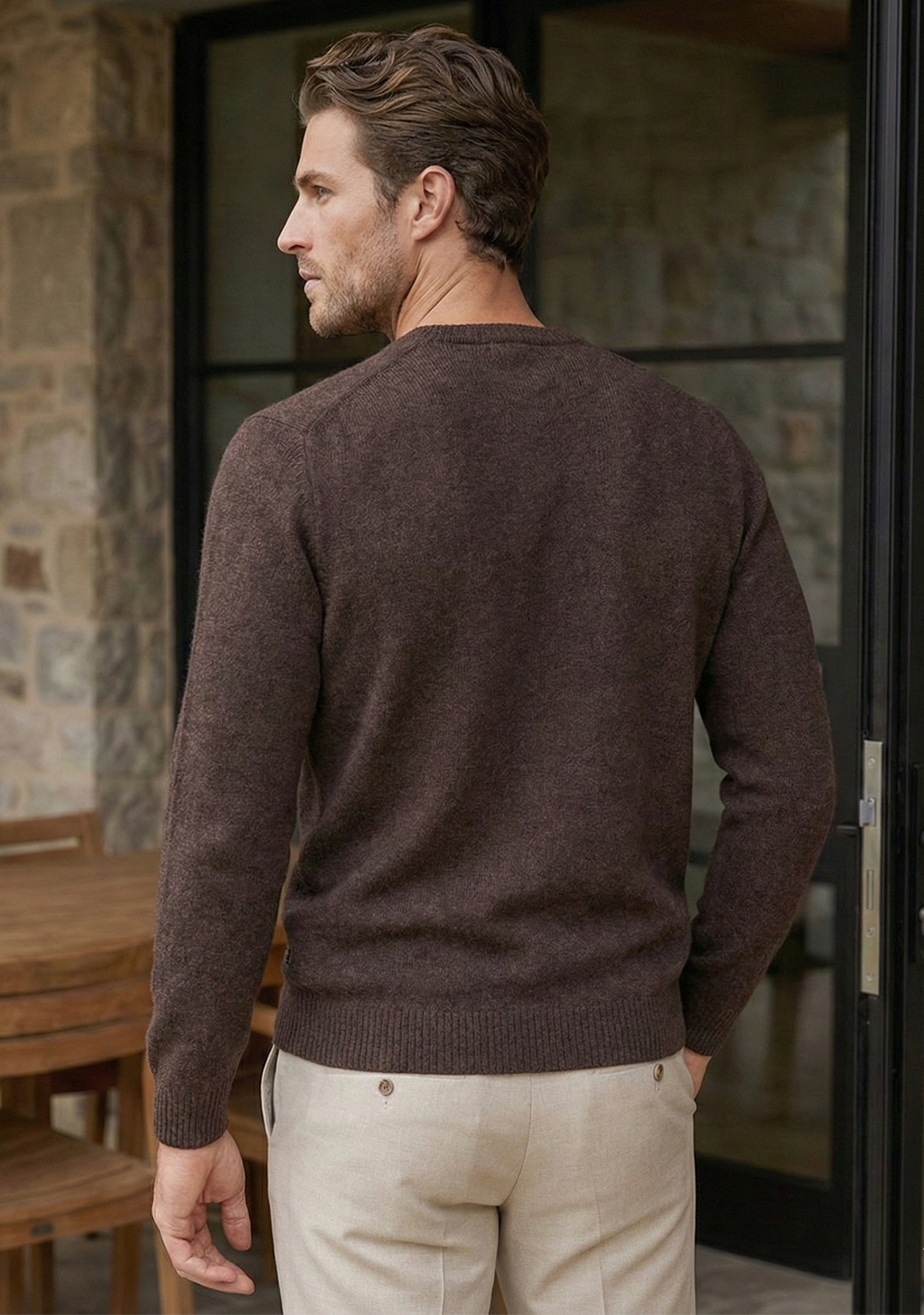 Pull en maille premium pour homme - Marron espresso