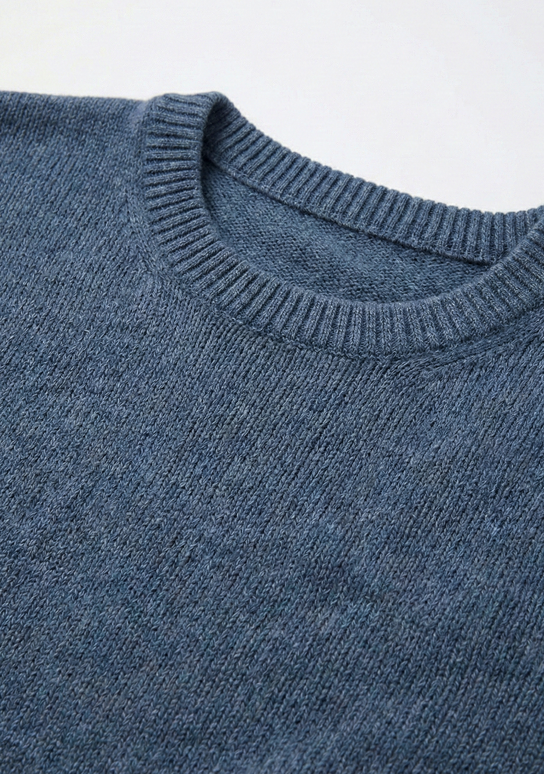 Pull en maille premium pour homme - Bleu acier