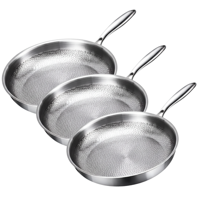 Batterie de Cuisine en Titane Premium - 3 Casseroles Antiadhésives