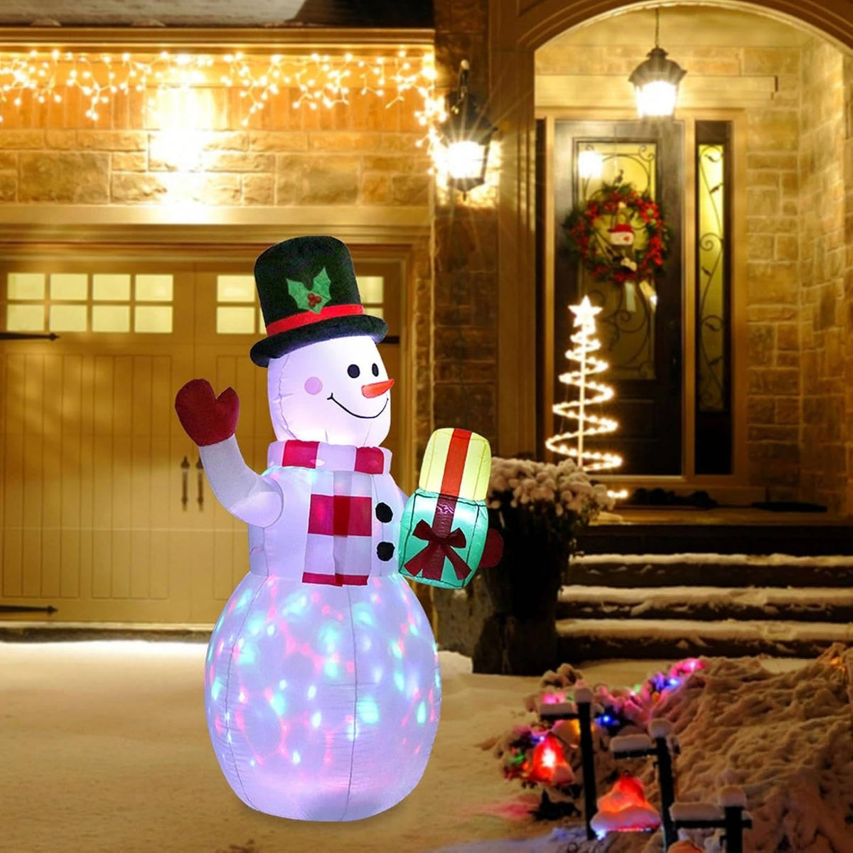 Bonhomme de neige gonflable 5 pieds avec lumières LED pour Noël