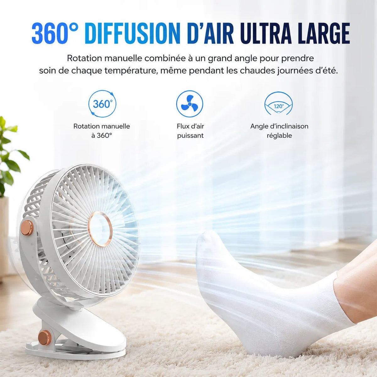Breezéo™ - Ventilatore Portatile Ricaricabile 8000mAh 5 Velocità