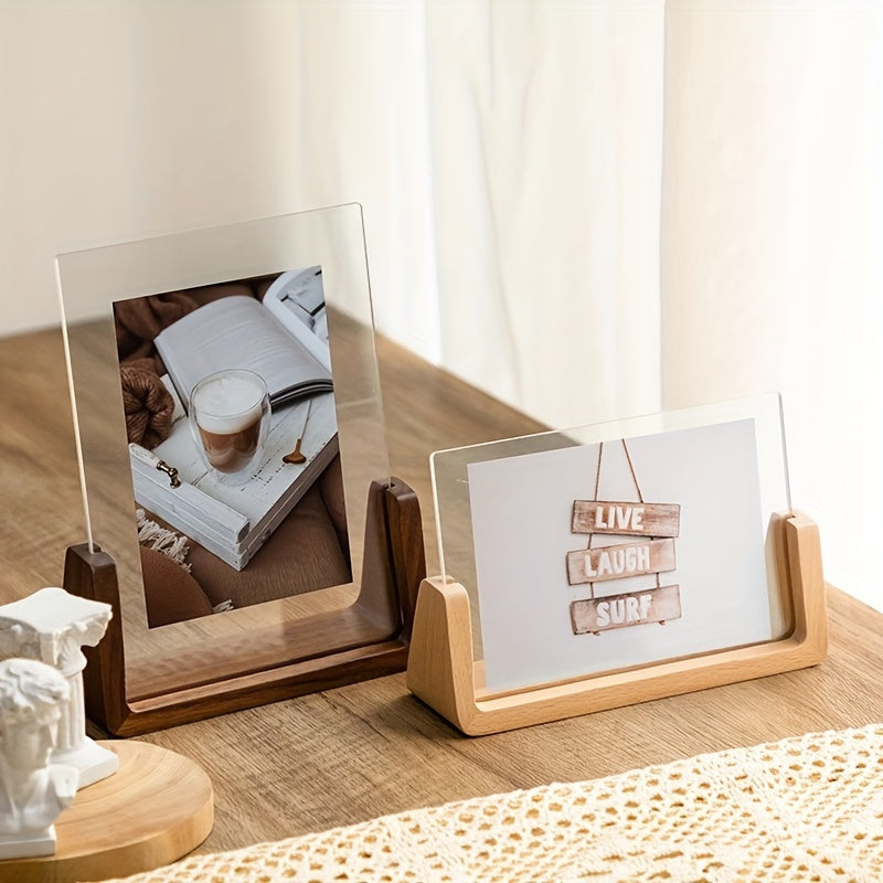 Cadre Photo U en Acrylique et Bois Minimaliste 6 Pouces