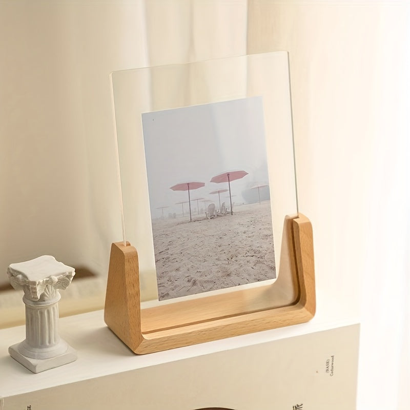 Cadre Photo U en Acrylique et Bois Minimaliste 6 Pouces