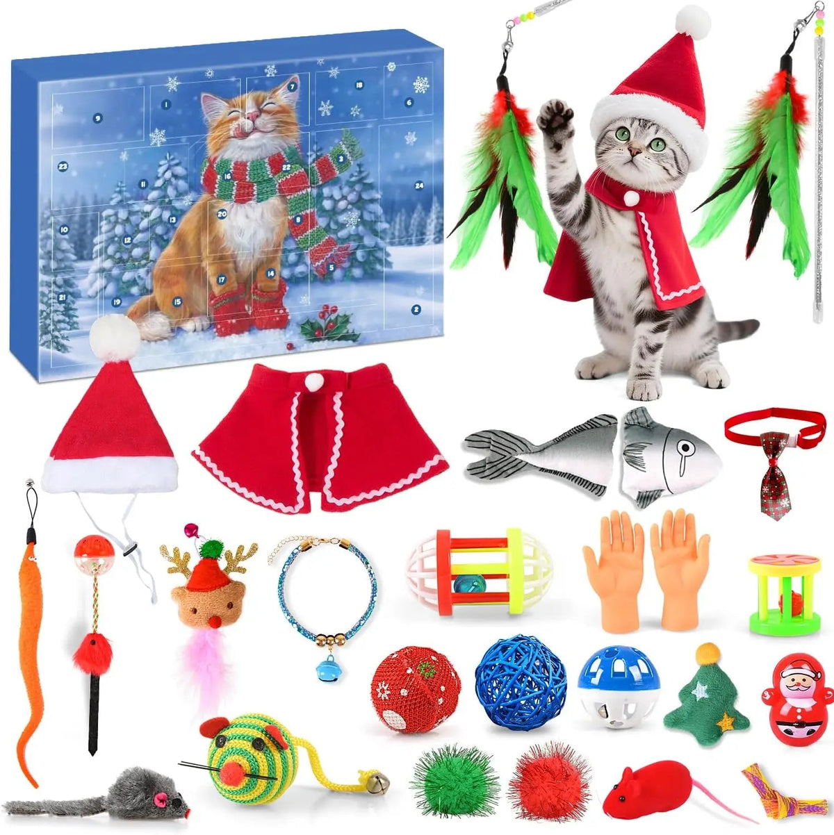 Calendrier de l'Avent pour Chats - 24 Jouets Interactifs Festifs