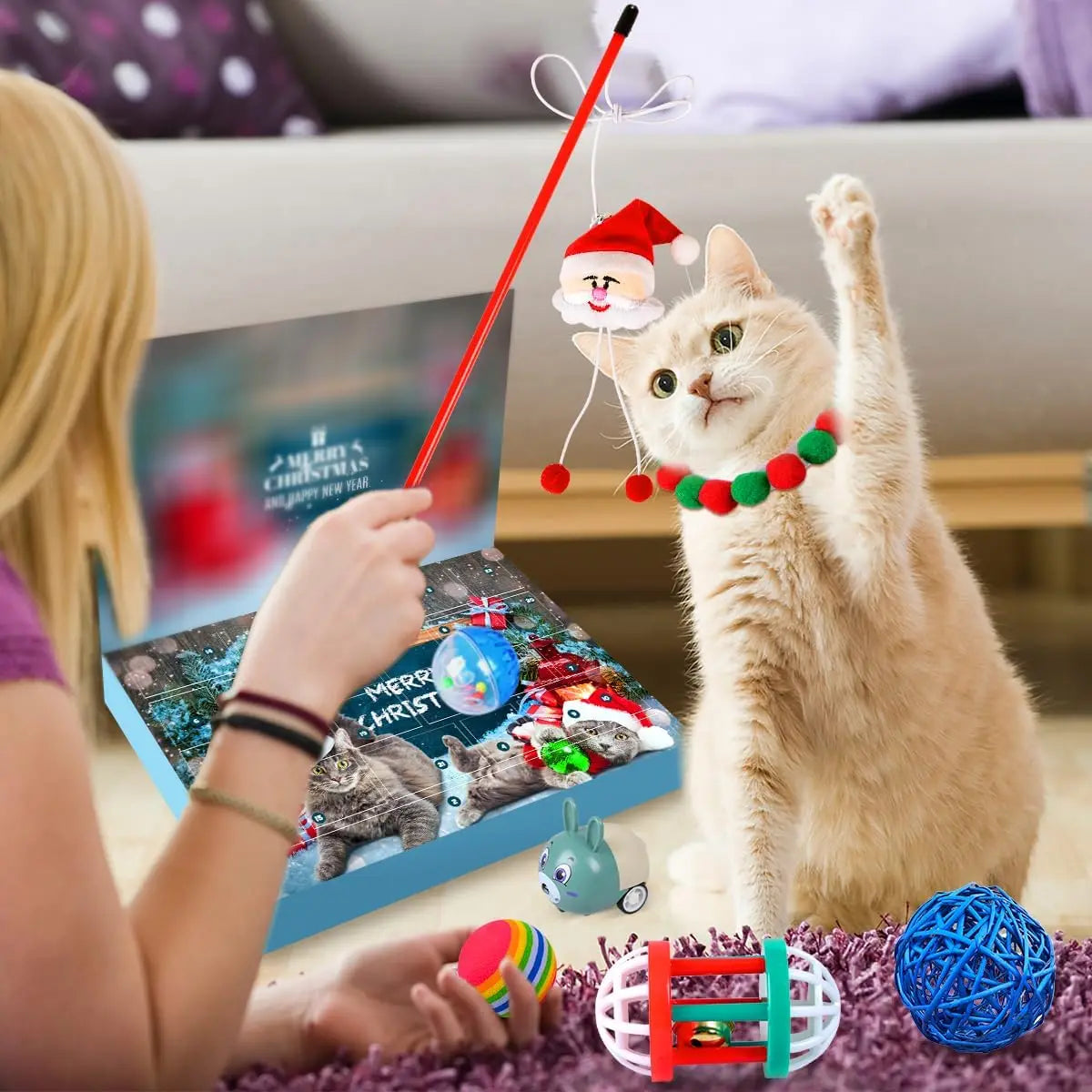 Calendrier de l'Avent pour Chats - 24 Jouets Interactifs Festifs