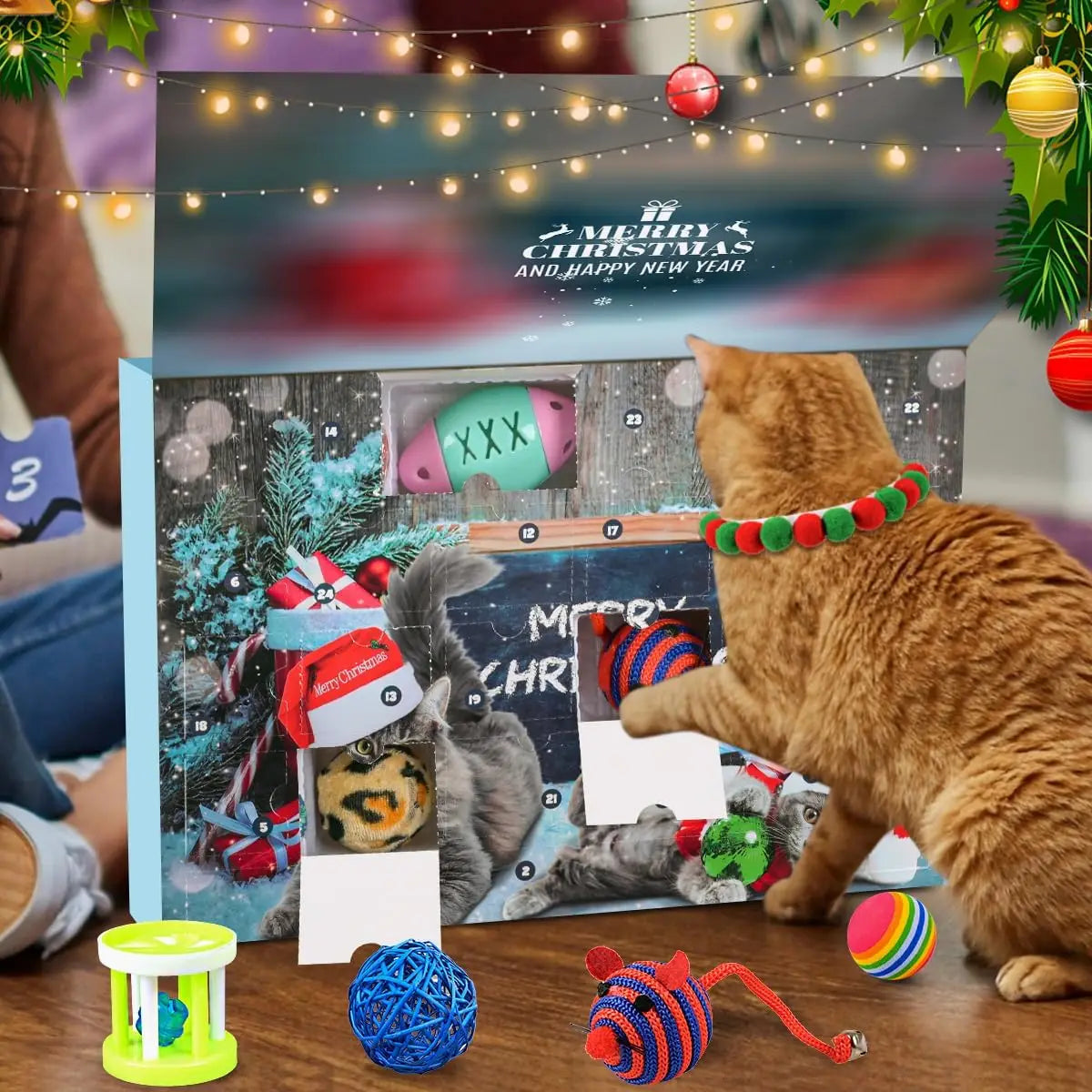Calendrier de l'Avent pour Chats - 24 Jouets Interactifs Festifs