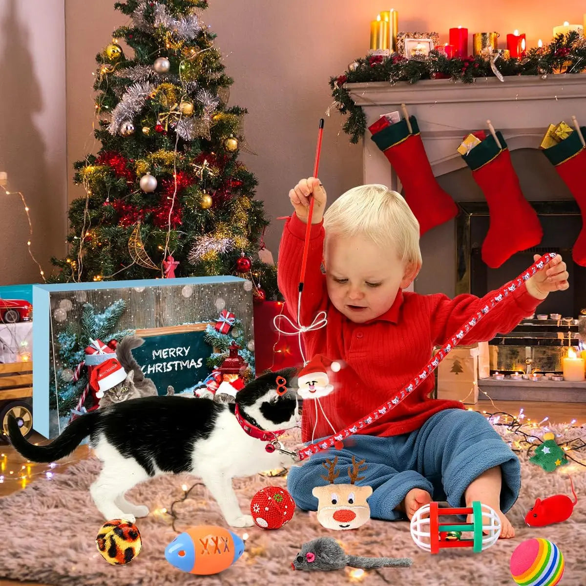 Calendrier de l'Avent pour Chats - 24 Jouets Interactifs Festifs