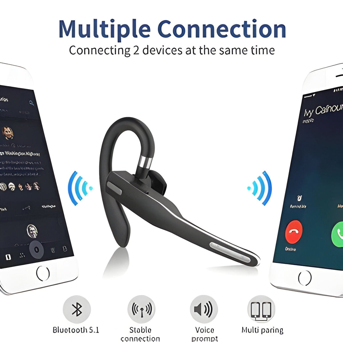 Casque Bluetooth 5.1 avec Double Microphone et Réduction de Bruit