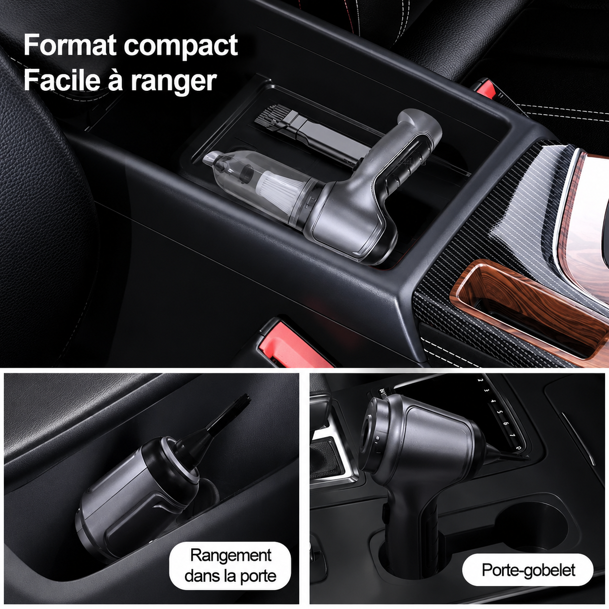 Aspirateur Voiture Sans Fil Puissant 95 000 PA - Compact & Portable