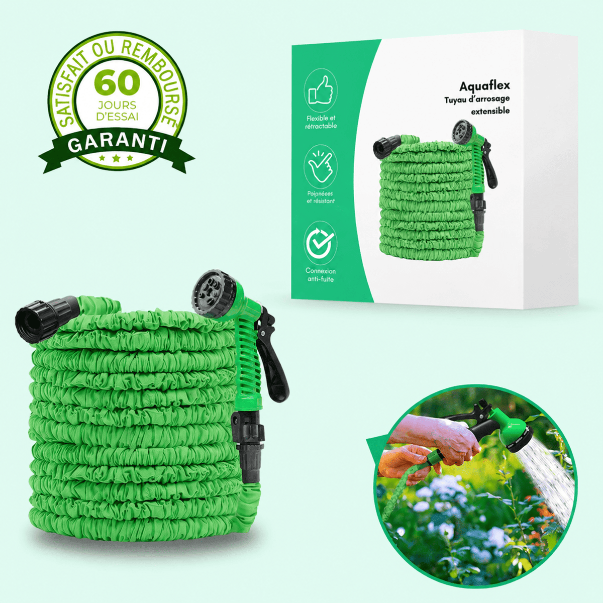 FlexiFlow - Tubo da Giardino Estensibile 10 Tipi di Getti