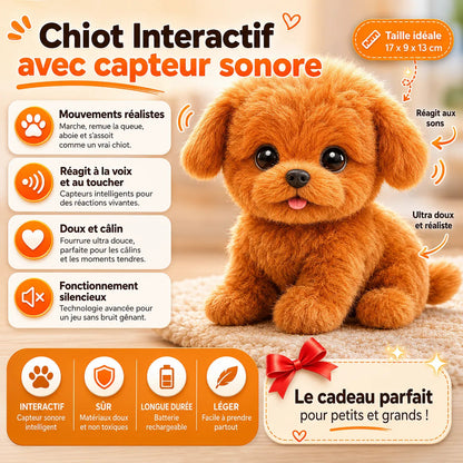 Chiot Robot Interactif Compagnon™ - Jouet Interactif avec Réactions à la Voix et au Toucher