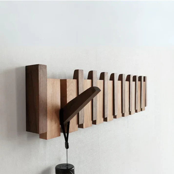 Elegante Appendiabiti in Legno a Forma di Pianoforte con Ganci Resistenti