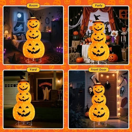 Citrouille Lumineuse d'Halloween avec 100 LED et Minuterie