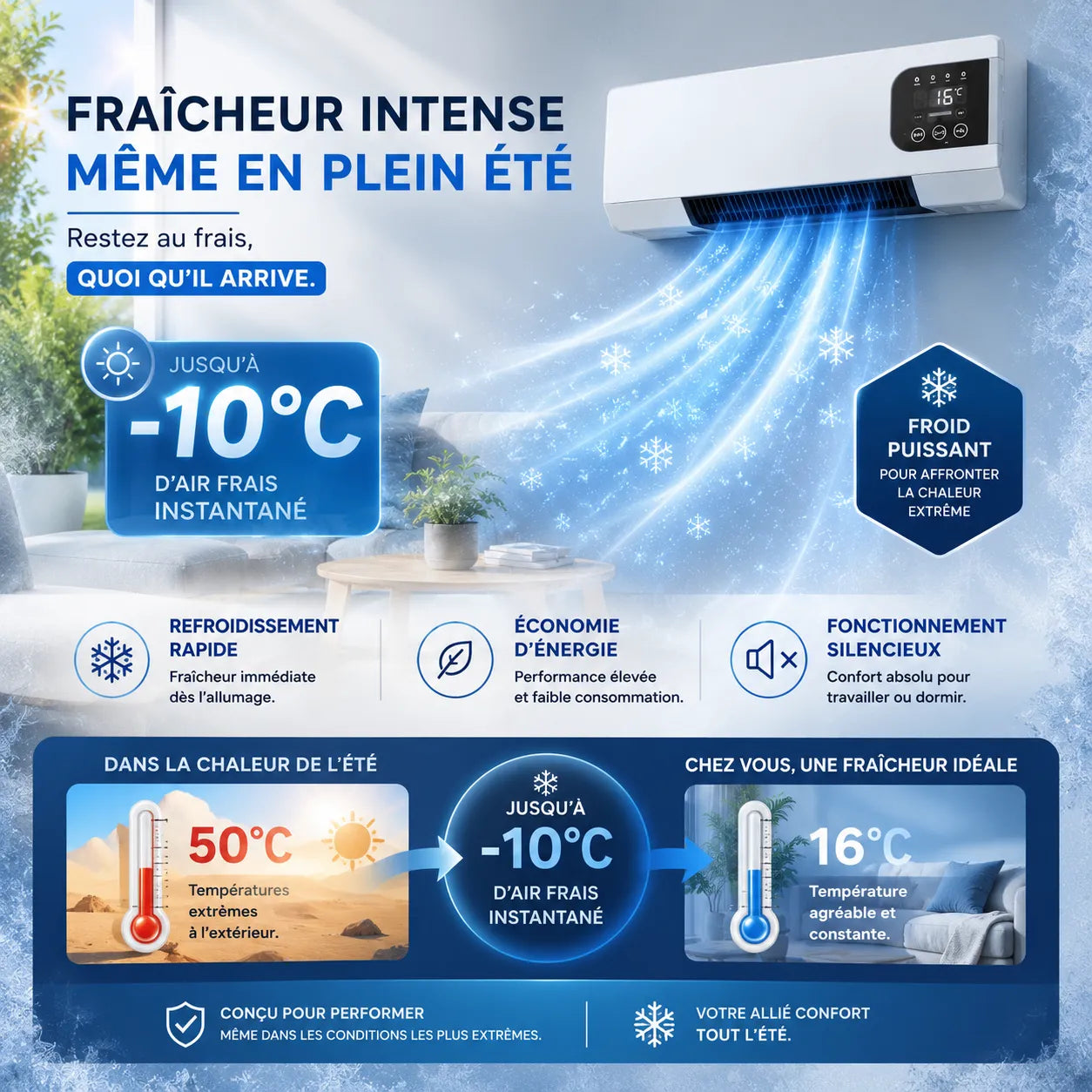 Climatiseur Réversible Mural WallBreeze 2000W Silencieux - Climatisation Murale Efficace