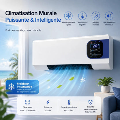 Climatiseur Réversible Mural WallBreeze 2000W Silencieux - Climatisation Murale Efficace