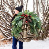 Couronne de Noël Bohème - Décoration Artisanale en Vigne