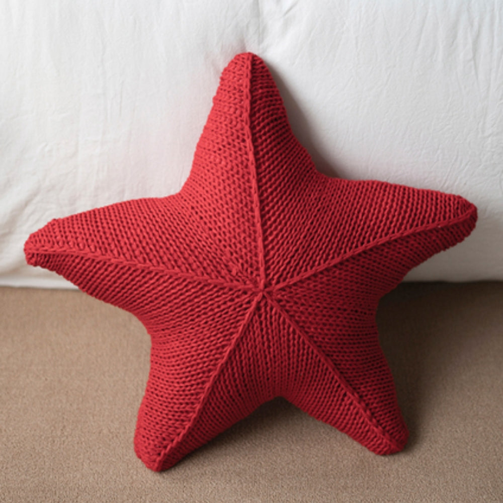 Coussin Décoratif Étoile de Mer Tricoté à la Main pour Canapé