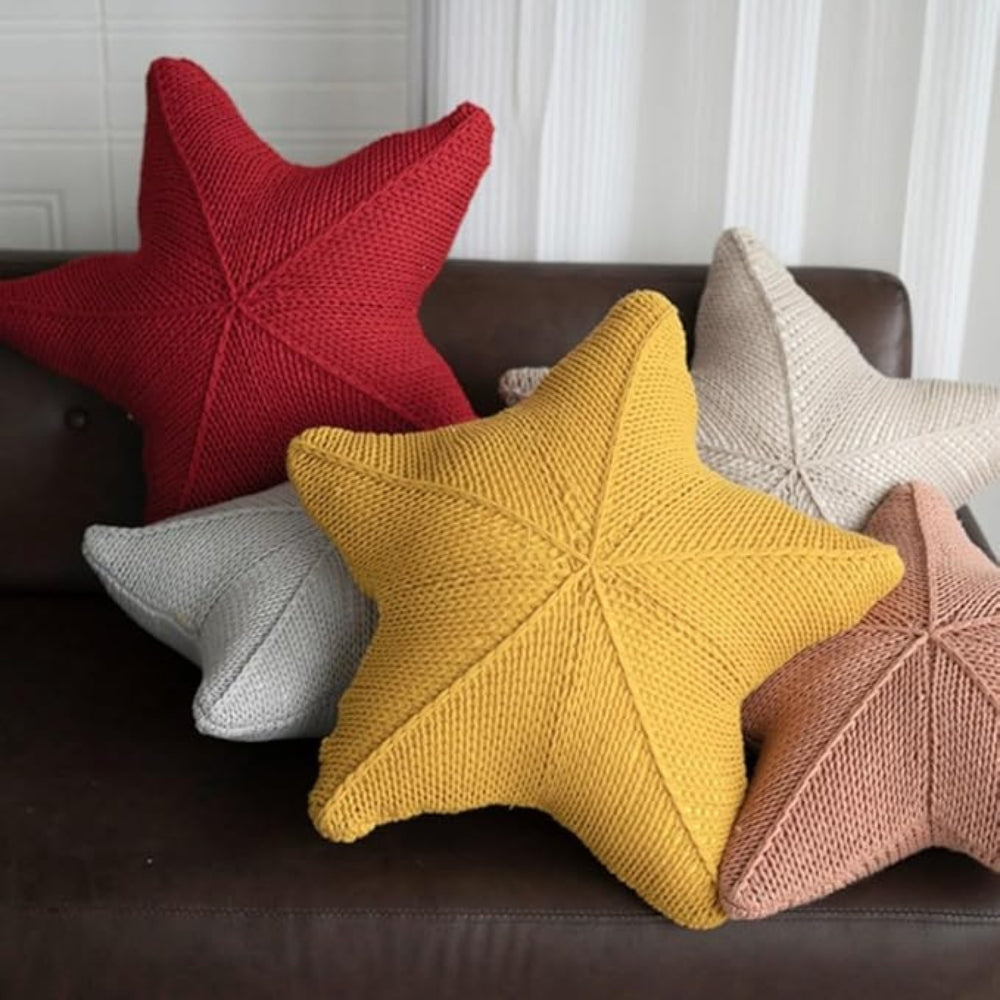Coussin Décoratif Étoile de Mer Tricoté à la Main pour Canapé