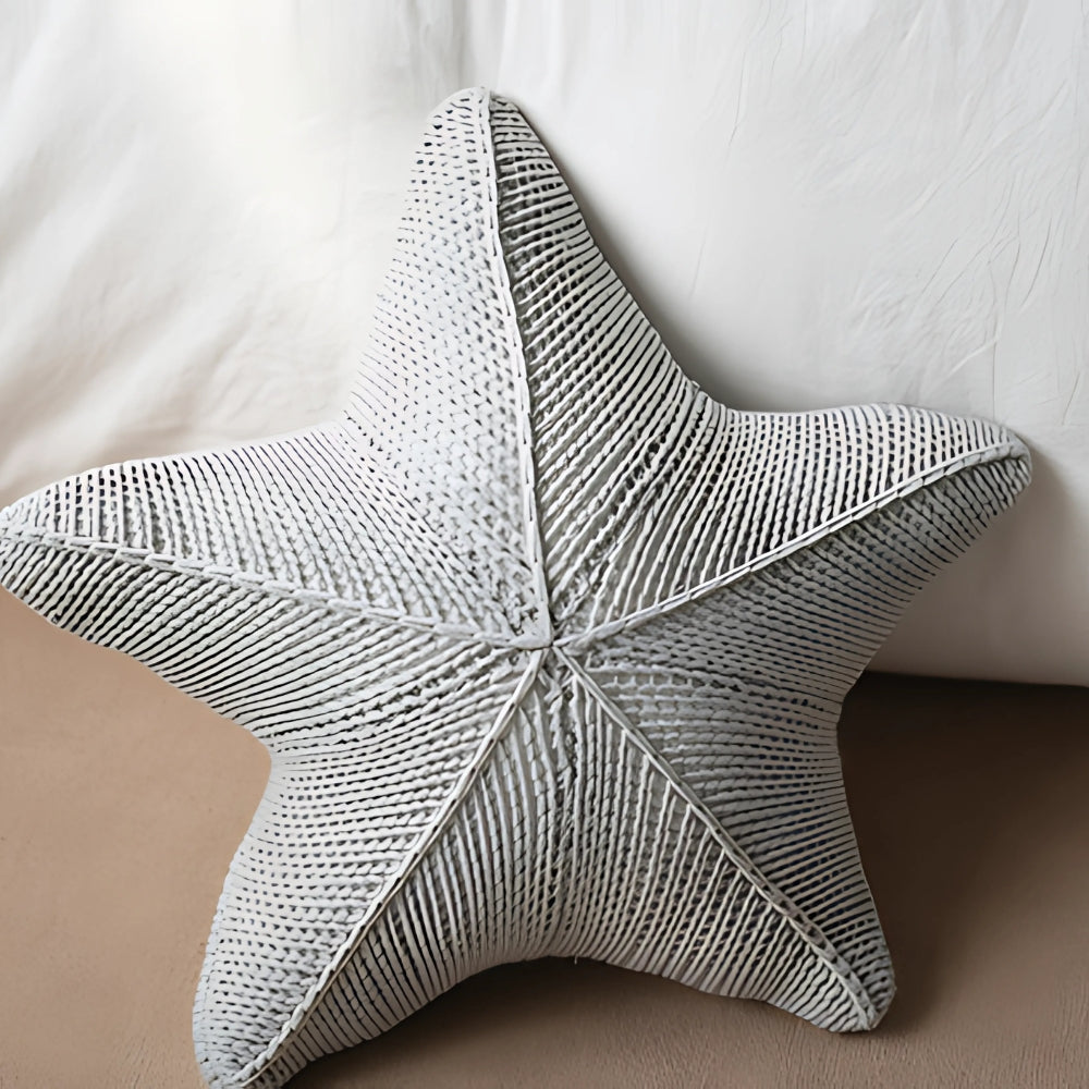 Coussin Décoratif Étoile de Mer Tricoté à la Main pour Canapé
