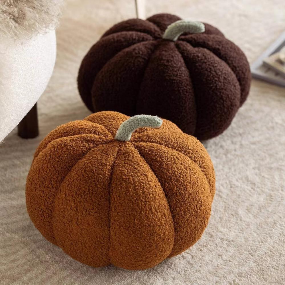 Coussins en Peluche - Décoration Automnale en Forme de Citrouille