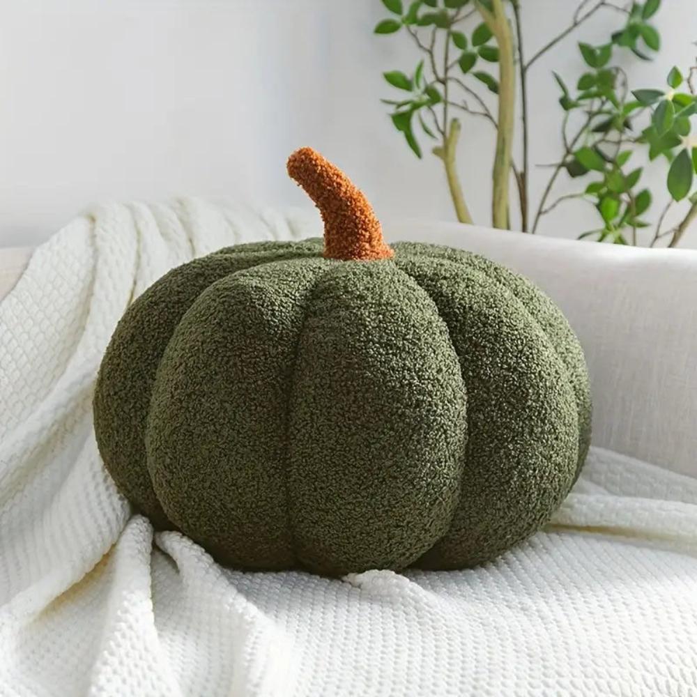 Coussins en Peluche - Décoration Automnale en Forme de Citrouille