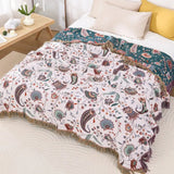 Coperta Soffice Reversibile Vintage in Cotone Floreale 150x200 cm