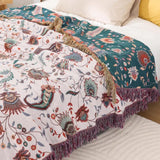 Coperta Soffice Reversibile Vintage in Cotone Floreale 150x200 cm