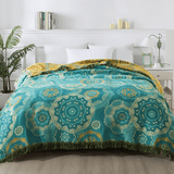 Coperta Mandala Teal in Cotone - Eleganza Bohemien