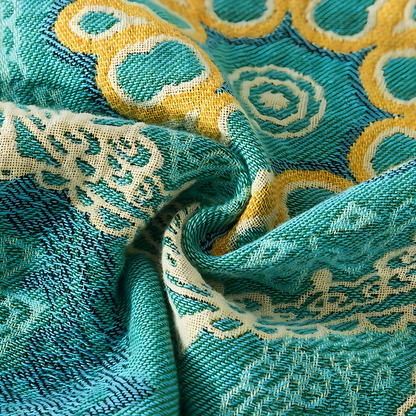 Couverture Mandala Teal en Coton - Élégance Bohémienne