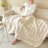 Couverture Polaire Douce Double Couche en Fausse Fourrure